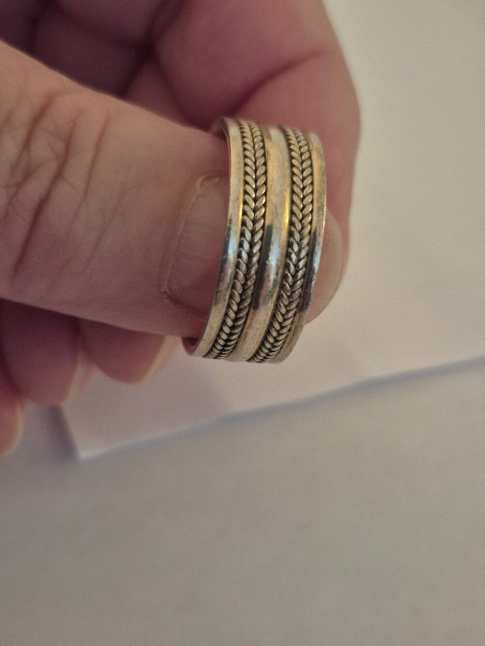 ✨ Vintage Sterling Silver Braided Cigar Band Ring - Size 10